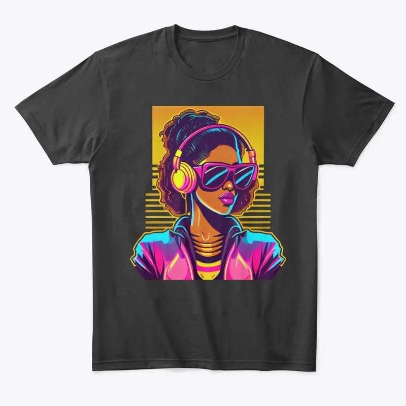 Retrowave Woman with Headphones