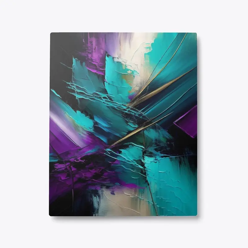 Abstract Teal Brush Stroke Art