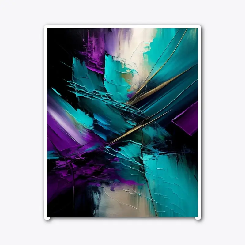 Abstract Teal Brush Stroke Art