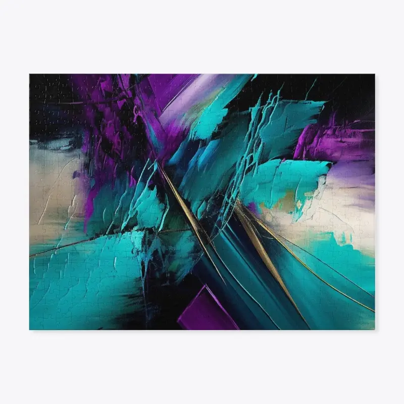 Abstract Teal Brush Stroke Art